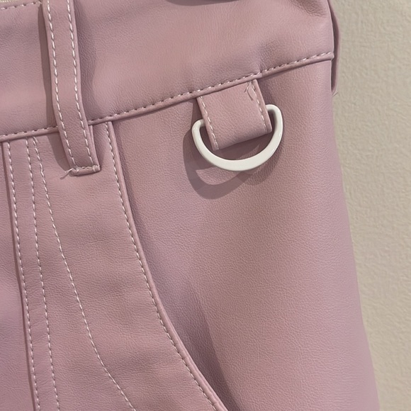 ASOS cargo wide leg fix leather pant pink cream - Picture 6 of 9